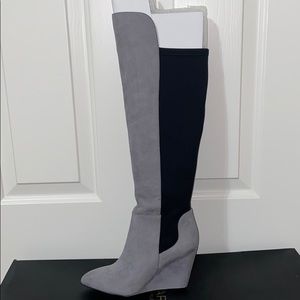 Charles David Grey and Black Knee High Boots